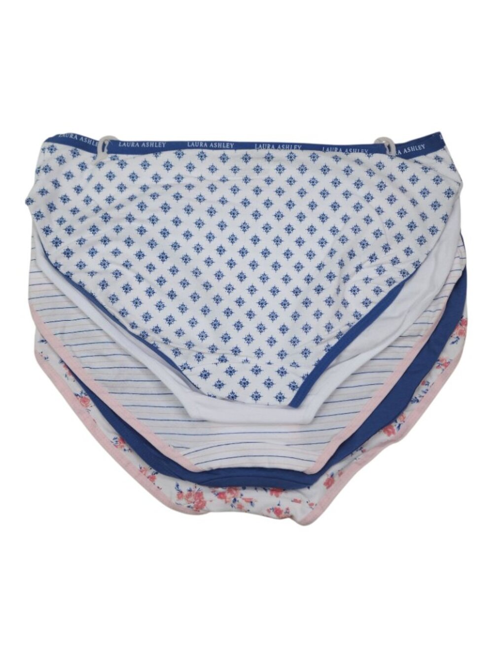 Laura Ashley Womens Tag-Free 5-Pack Cotton Spandex Panties L Floral Solid Prints - Picture 2 of 11